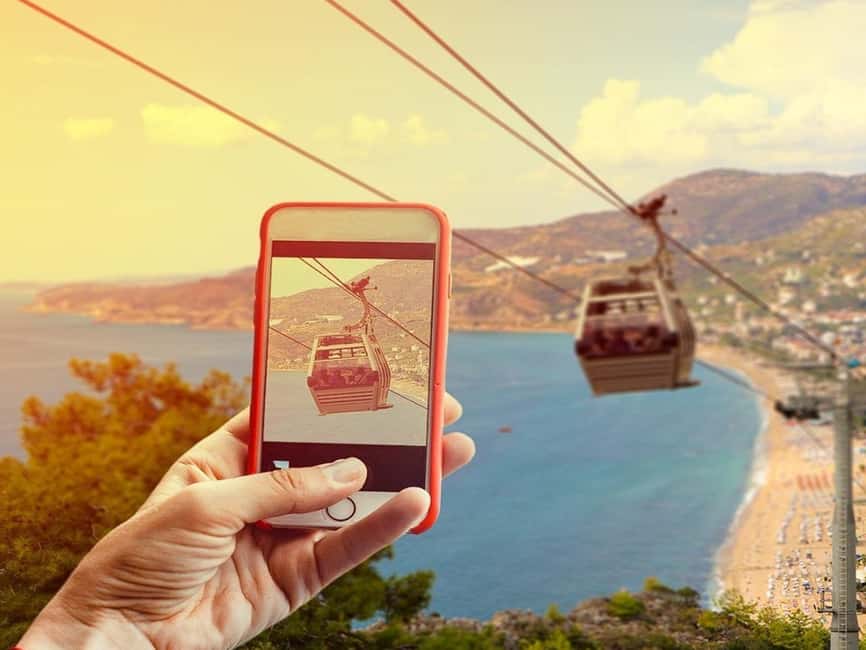 Alanya Night City Tour: Castle, Cleopatra Beach & Cable Car - Riding up toward Alanya Castle