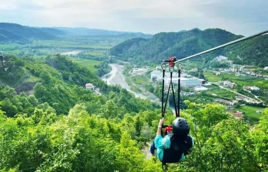 Durres/Golem: Zipline Albania and Petrela Castle - Flying above the hills for 2 to 3 minutes