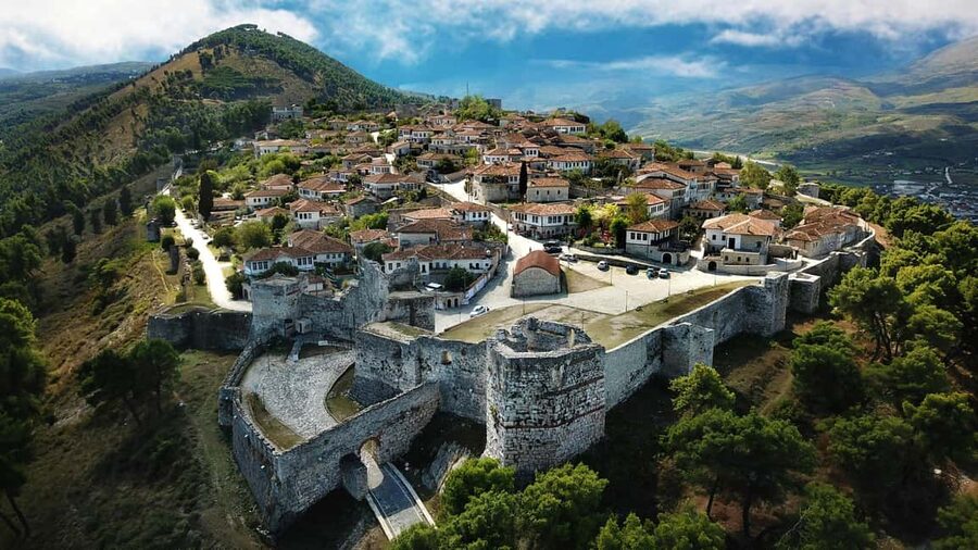 From Tirana/Durres to Berati UNESCO City+Castle & Belsh Lake - Reaching Berat Castle above the Osum River