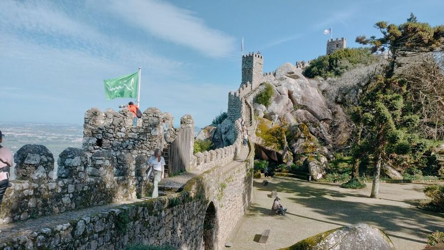 Lisbon: Pena Palace, Qta Regaleira, Moorish Castle & Cascais - Pena Palace Gardens and the colorful hilltop palace
