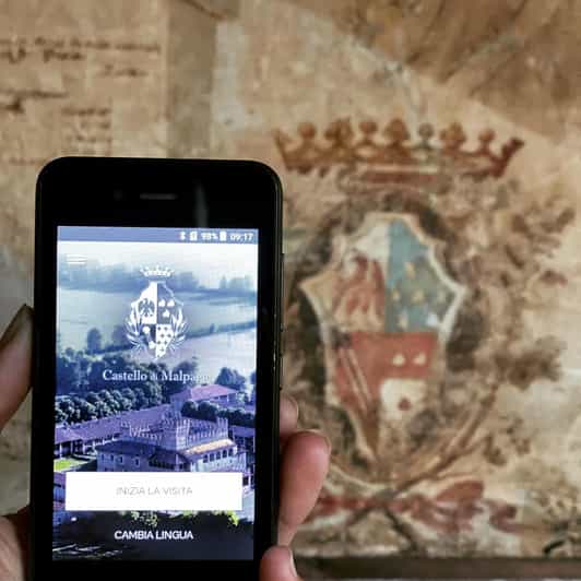 Malpaga Castle ticket with audioguide included - Entering the castle and setting up the audio guide