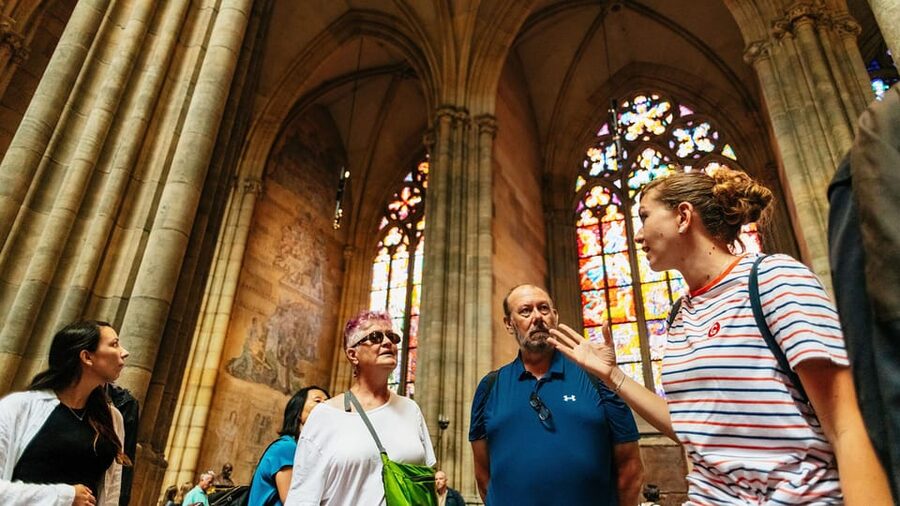 Prague Castle Interiors, Bus Tour and Vltava River Cruise - St. Vitus Cathedral: the grand opening act