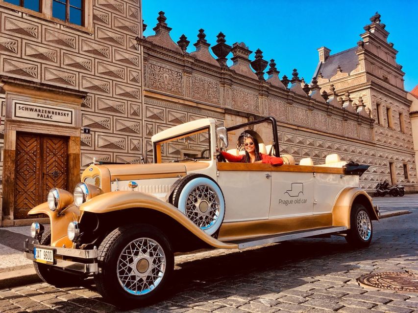 Prague: Fairytale Karlstejn Castle in Retro-Style Car - The return ride and open-air Prague views